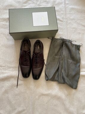 Tom Ford Burnished Brown Leather Wholecut Lace Up Shoes Size 11